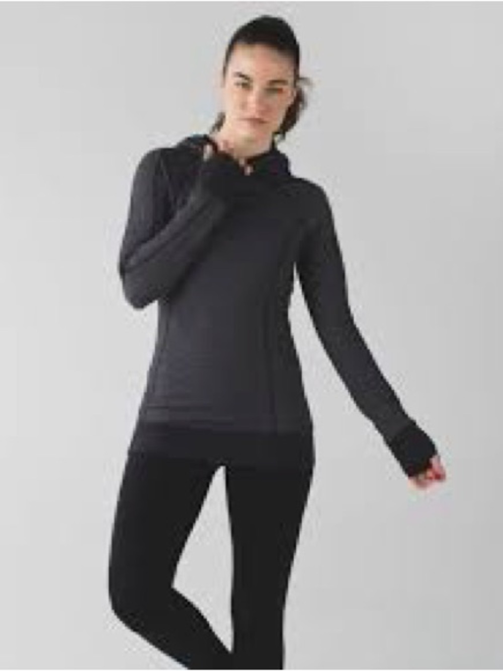 lululemon athletica Women's Black Hooded Long-Sleeve Sweater 924